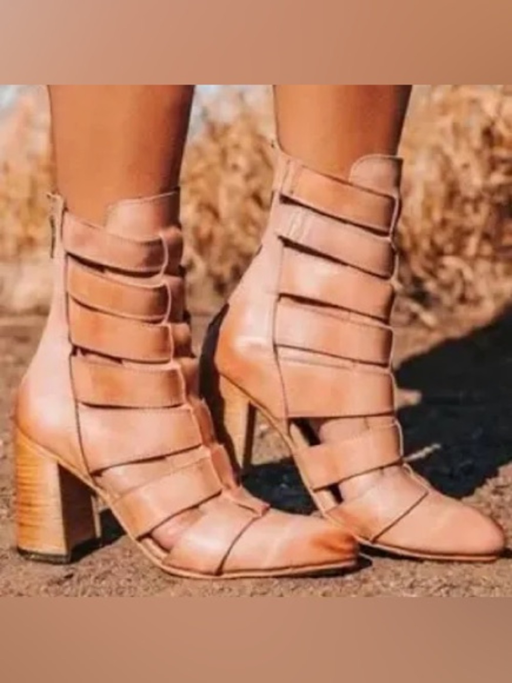 Freebird by Steven Blush Jagger Strappy Cutout Heeled Booties